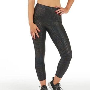 SPANX Leggings Metallic Dot Print Active 7/8 Nylon High Waisted, M